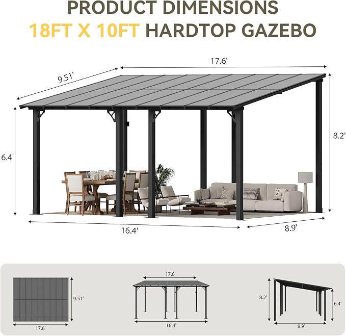 Aoxun 18’x10’ Gazebo for Patio, Gazebo Pergola - Image 2
