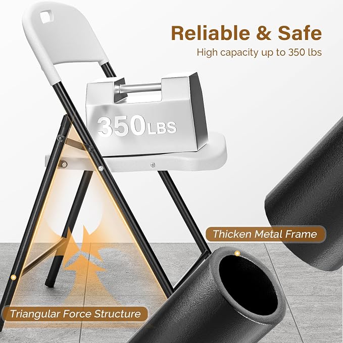 Bonnlo 10-Pack White Plastic Folding Chairs, Portable Seat - Image 6