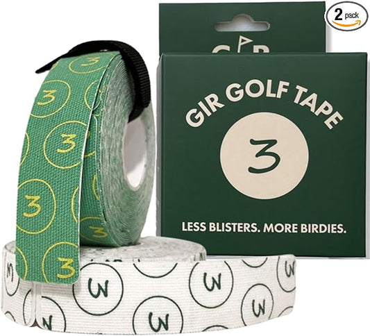 Golf Blister Tape - 2 Pack for Protection Against Blisters & Hot Spots on Hands & Fingers, Flexible, Waterproof, Pre-Cut Golf Finger Tape, Sports Athletic Tape, 4 Way Stretch
