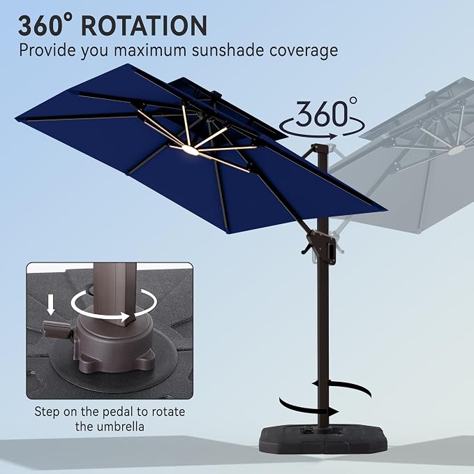 9' X 12' Cantilever Patio Outdoor Umbrella - Image 6