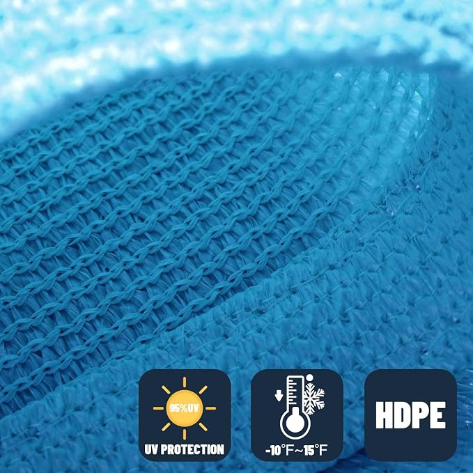 SUNNY GUARD Custom Size 18'x32' Rectangle Turquoise Blue UV Block Sunshade - Image 4