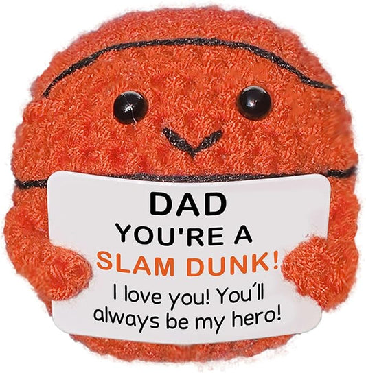 Mini Handmade Crochet Basketball for Dad from Daughter, Son or Wife, Cool Christmas & Birthday Present for Dad Father Daddy New Dads, Stocking Stuffer Ideas