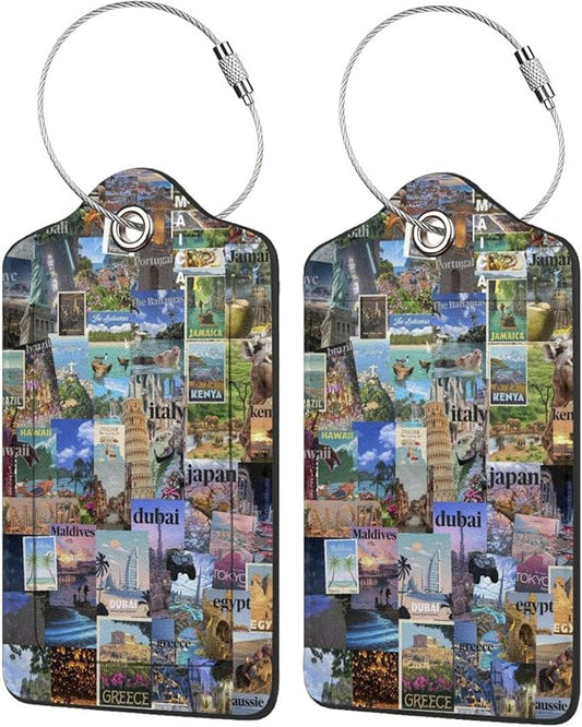 TSA Approved Luggage Tags for Suitcases Dream travel posters retro 2 Pack Funny Leather Carnival Cruise Airport Cute Travel Name Tags golf bag tag Ships Essentials Privacy Cover ID Label for Women Men