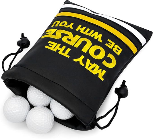 Golf Valuables Pouch, Leather Golf Tee Pouch with Drawstring Closure Golf Ball Tee Handbag Portable Golf Accessories