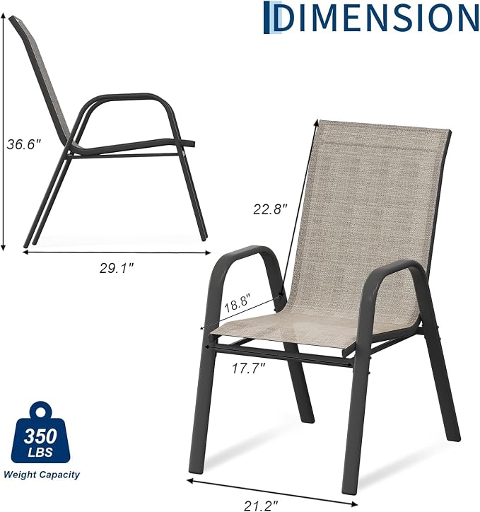 GarveeLife Stackable Outdoor Chairs Set of 4, All Weather Patio Chairs - Image 2