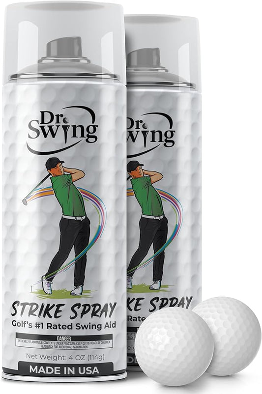 Dr. Swing Golf Impact Spray｜2 Pack｜ Club Spray for Ball Contact Training｜Quick Drying Strike Formula｜Easy Wipe Design｜Men Stocking Stuffer Golf Gift for Christmas, Dad, Brother