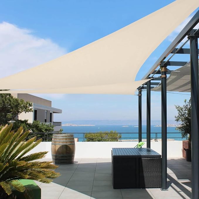 Tronssien 16' x 16' x 22' Beige Sun Shade Sail Right Triangle Canopy by Tronssien