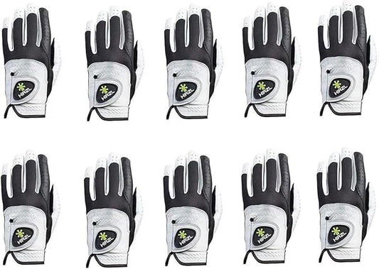 HIRZL Trust Control 2.0 Golf Gloves, All Weather Mens Golf Glove, White/Black, Kangaroo Leather Palm, Cabretta Leather Backhand, Trusted by Pro’s, Sweat Free, Ultimate Grip