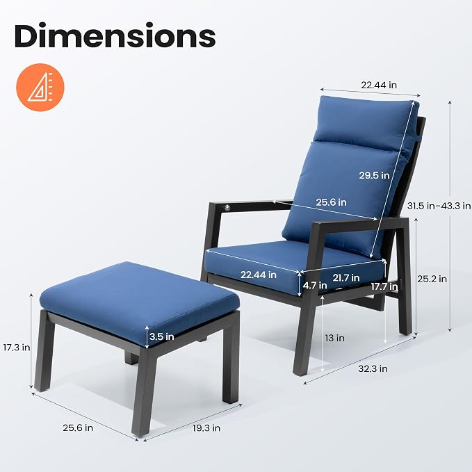 Pellebant 4-Piece Aluminum Outdoor Recliner chair - Image 2