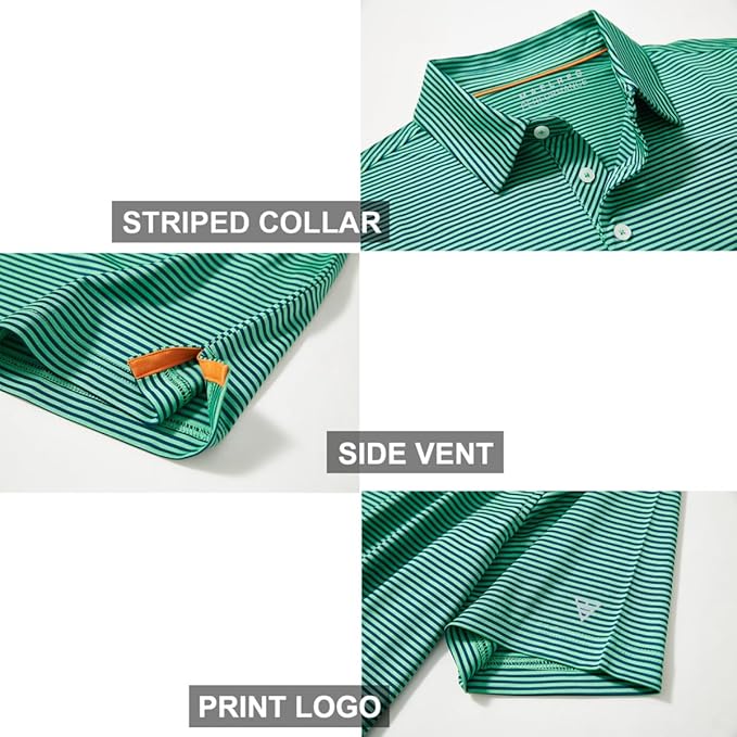 Golf Shirts for Men Dry Fit Short Sleeve Print Performance Moisture Wicking Polo Shirt