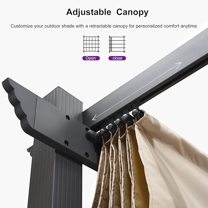 PURPLE LEAF Outdoor Aluminum Pergola 10'x10' - Image 4