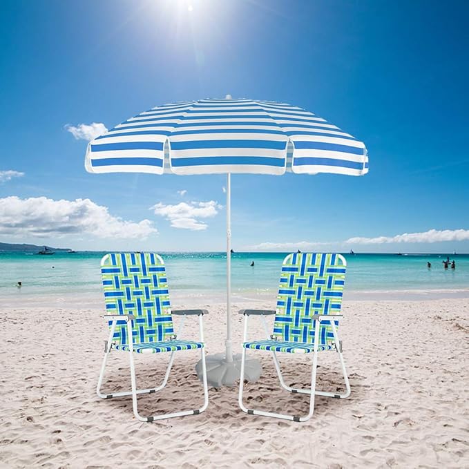 VINGLI Patio Lawn Webbed Folding Chairs Set of 2, Outdoor Beach Portable Lawn - Image 2