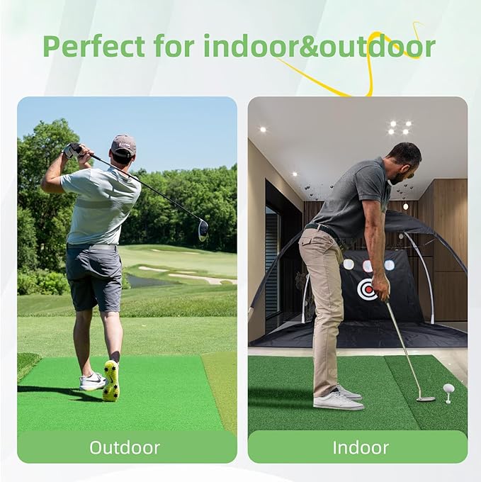 Golf Hitting Mat Indoor Outdoor, 5 * 4ft Thickened Golf Practice Mat with 3 Turfs for Backyard Swing,Driving Chipping Training