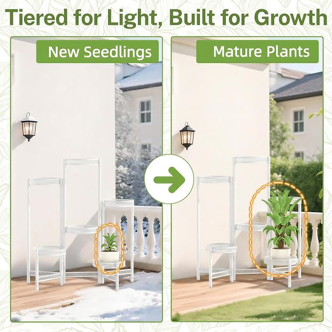 iDavosic.ly Plant Stand Indoor Outdoor, 6 Tier Iron Corner Shelf, Folding Multi - Image 8
