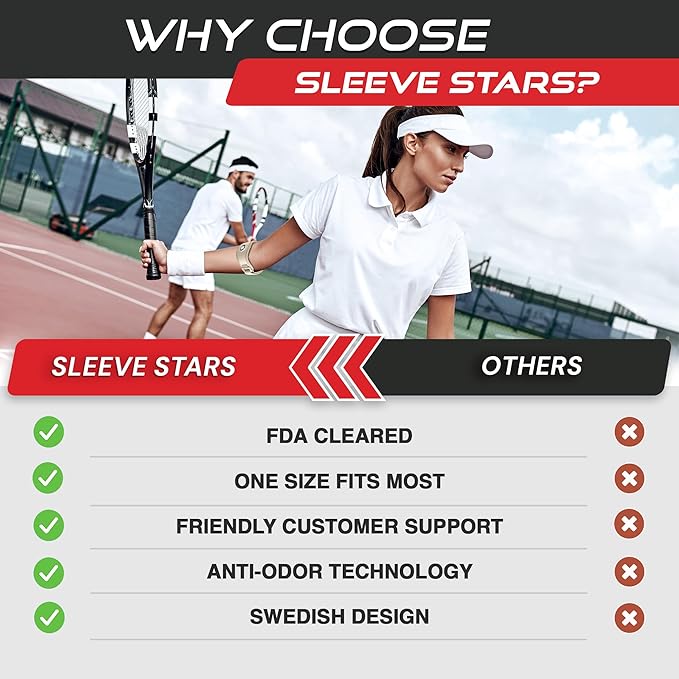Sleeve Stars Tennis Elbow Brace for Women - Adjustable Tennis Elbow Strap, Golfers Elbow Brace for Men, Counterforce Brace for Tendonitis Relief, Fits 9"-23" (Pair/Beige)