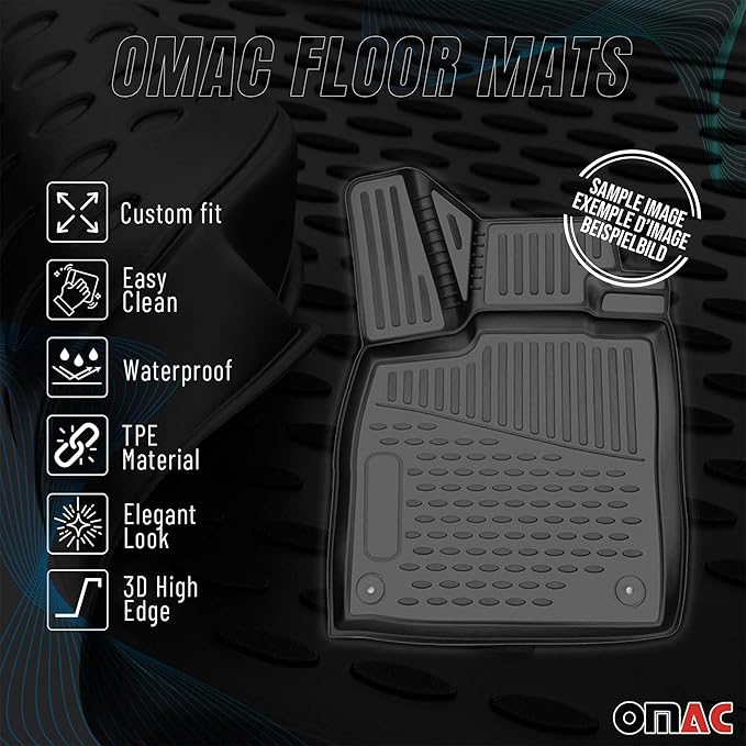 OMAC Floor Mats for VW Golf GTI MK7 2015-2021 Car Mats All Weather 3D Custom Fit Rubber Mat Waterproof Odorless TPE Floor Liners Laser Measured Non-Slip (Black)