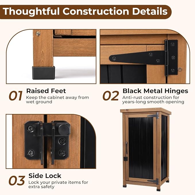 PetsCosset Small Outdoor Storage Cabinet Waterproof - Image 5