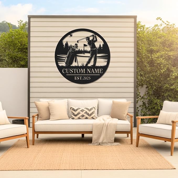 Personalized Golf Metal Wall Art, Vintage Golf Wall Decor, Custom Signs Outdoor Metal, 19th Hole Home Decor for Man Cave Garage Bar Club, Personalized Golfer Gifts for Men Dad Father