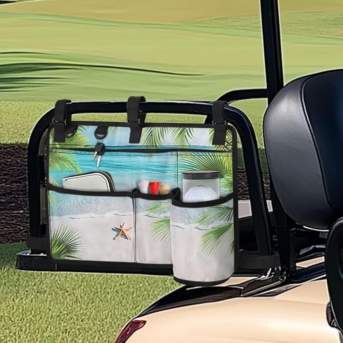 Beach Golf Cart Rear Seat Organizer Foldable Storage Bag for Club Car, Wheelchair and Walker