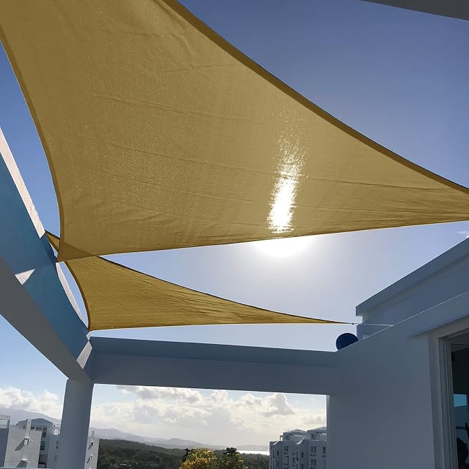 SUNNY GUARD Custom Size 14'x14'x19.8' Sand Sun Shade Sail Right Triangle UV by SUNNYGUARD