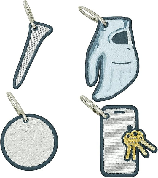 Impact sports Golf Zipper Bag Tags – Set of 4 Fabric Golf-Themed Zipper Pulls – Includes Golf Ball, Glove, Tee, and Phone Tag – Stylish and Functional Golf Bag Accessories