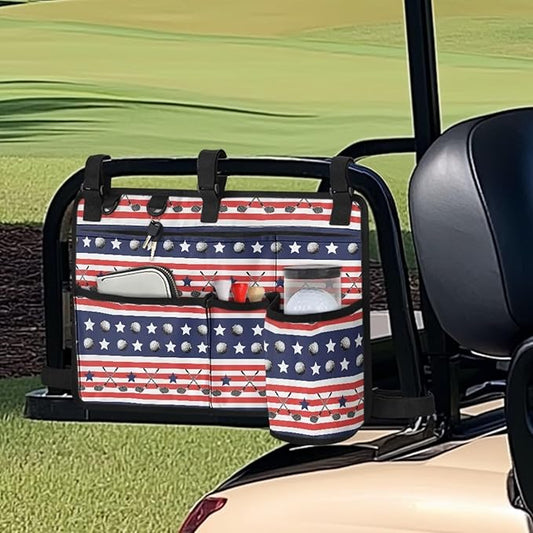 Golf Ball Golf Cart Rear Seat Organizer Universal No Drilling Storage Bag Lightweight Accessories