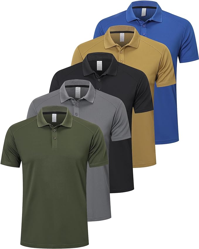 ZENGVEE Mens Polo Shirts Moisture Wicking Short Sleeve Performance Quick Dry Athletic Golf Shirts