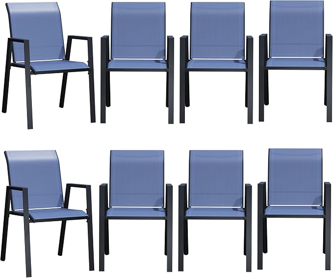 Outdoor Patio Chairs Set of 8, Lightweight Patio Set - Image 7