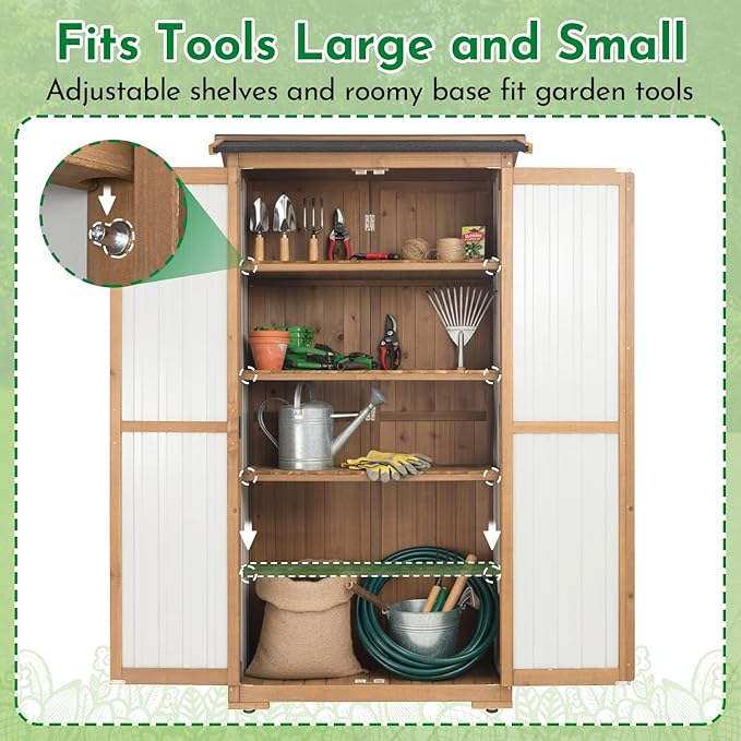 Ketive Outdoor Storage Cabinet, Wood & Metal Garden Cabinet - Image 3