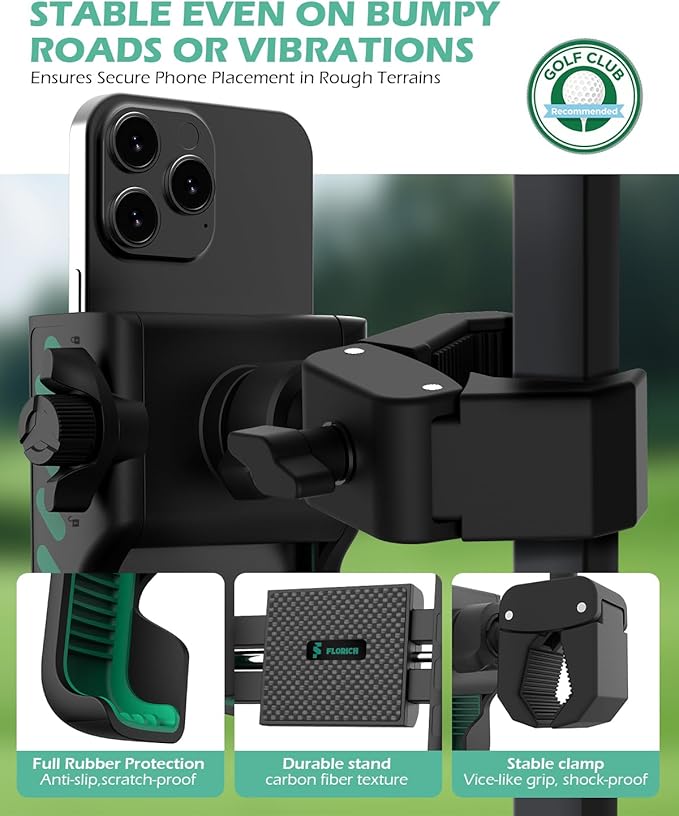 FLORICH Golf Cart Phone Holder Mount Magnetic Phone Holder Compatible with EZGO/Club Car/Yamaha, Ultra Strength 52 Magnet Cell Phone Caddy Compatible with iPhone/Galaxy/Google Pixel
