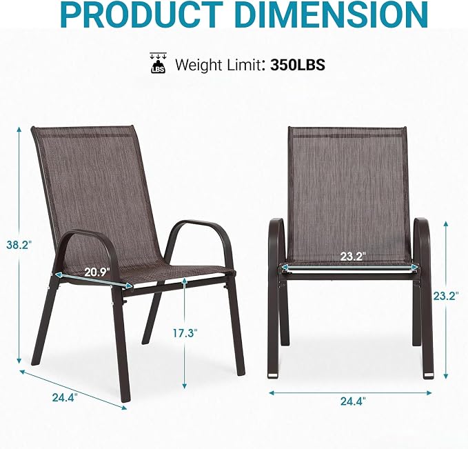 Patio Chairs Set of 4, Breathable Textilene, Weatherproof Frame, Quick Setup - Image 2