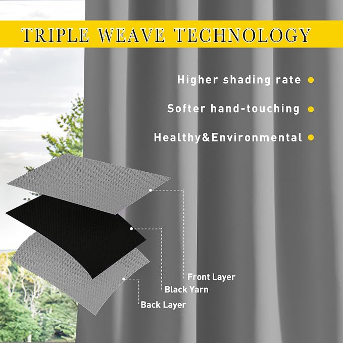 NICETOWN 2 Panels Weighted Outdoor Curtains - Image 2