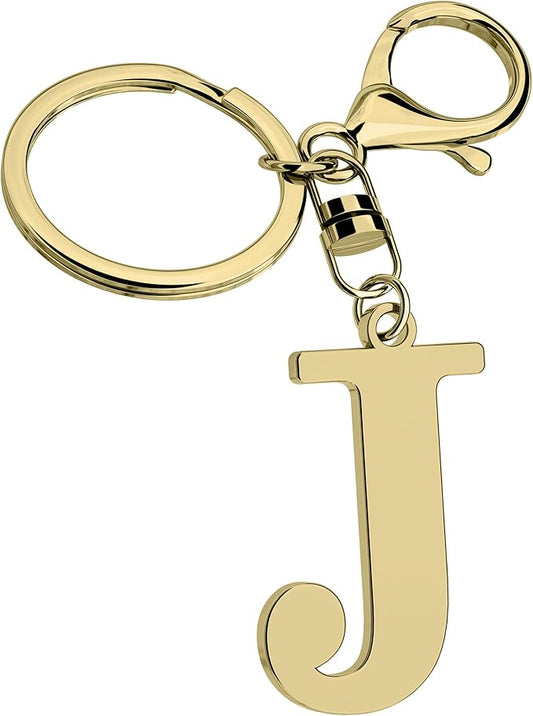 Stainless Steel Gold Letter A-Z Keychain for Women Men, Initial Letter Pendant with Key Ring, Charms for Key Backpack Bag