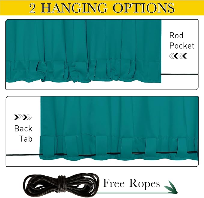 NICETOWN Outdoor Curtains Waterproof Fixed Bottom W52xL95 Peacock Teal | - Image 3