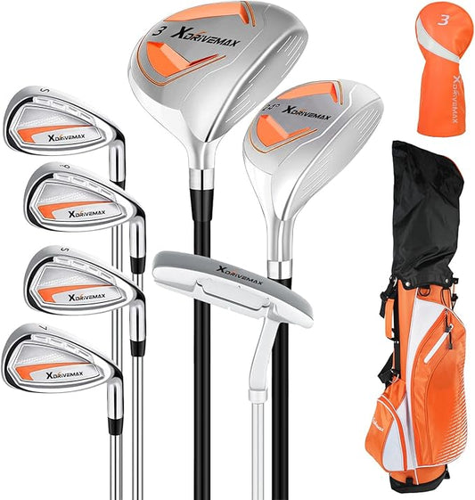 8 Pieces Complete Golf Club Set for Men Left or Right Handed – Mens Golf Clubs Full Set with Fairway Wood, Hybrid, Irons, Putter & Lightweight Bag – Beginner Friendly, Best Value, Distance & Accuracy