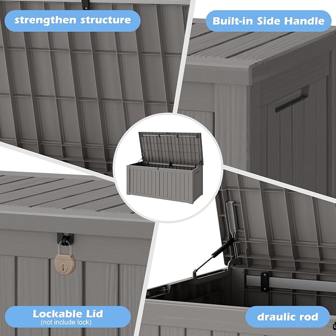 Outdoor Storage Box, 155 Gallon Resin Deck Boxes Outdoor Waterproof - Image 5