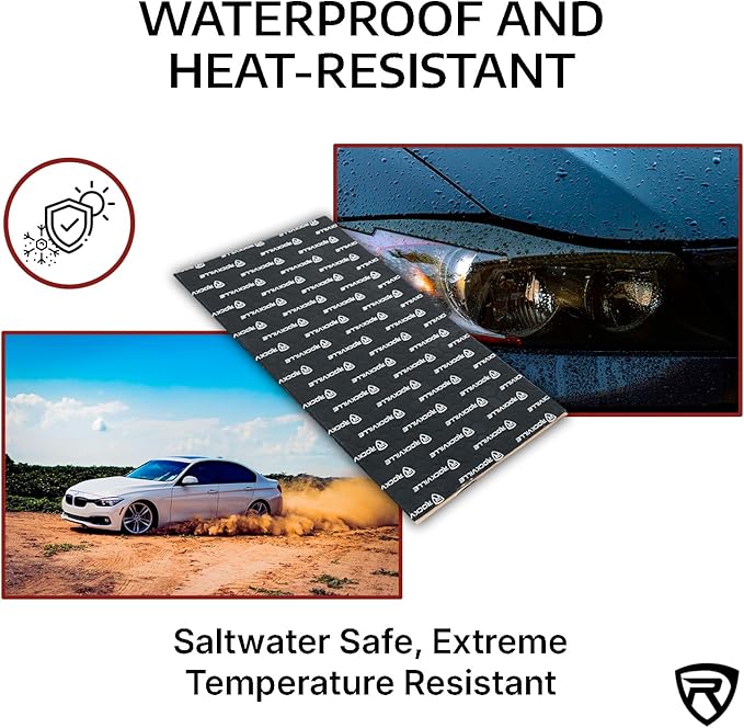 Rockville RockMat 50-25 50 Sq Ft Butyl Sound Deadening Mat 2.5MM 100 Mil, Aluminum Foil Backing, Heavy Duty Vibration and Noise Damping for Car Truck Van RV Marine and SPL Audio Installations