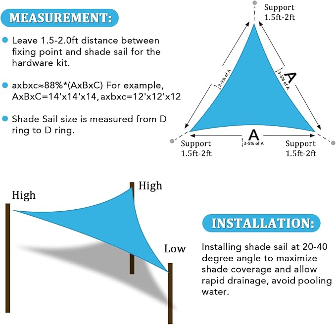 Shade&Beyond Custom Sun Shade Sail 8'x9'x12' Triangle Sun Sail Shades Patio UV - Image 6