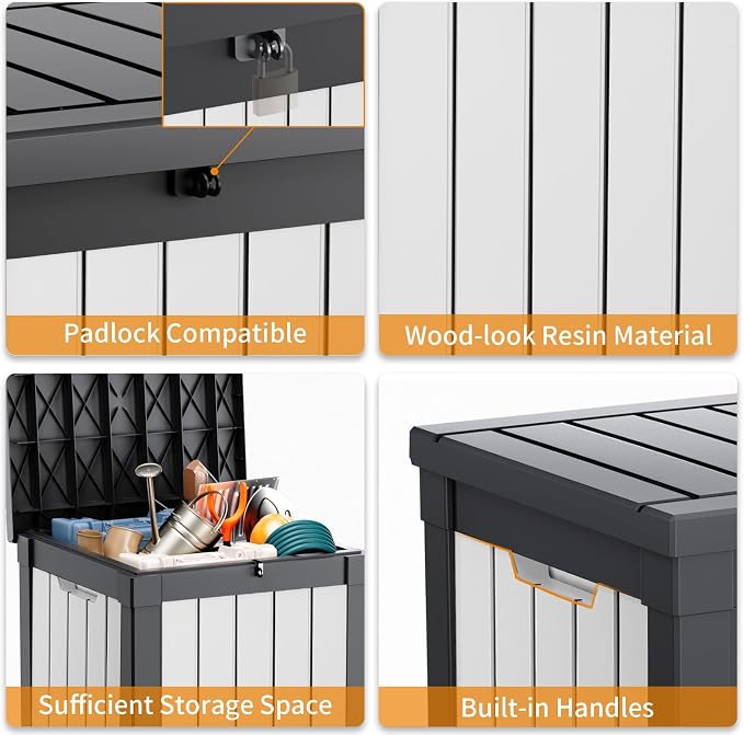 PatioZen 50 Gallon Resin Deck Box, Lockable Patio Outdoor Storage Box - Image 3