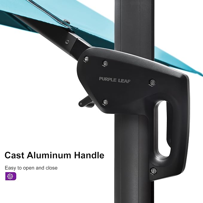 PURPLE LEAF Patio Telescopic Umbrella 11.5' x 11.5' Tilt Turquiose | Effortless - Image 8