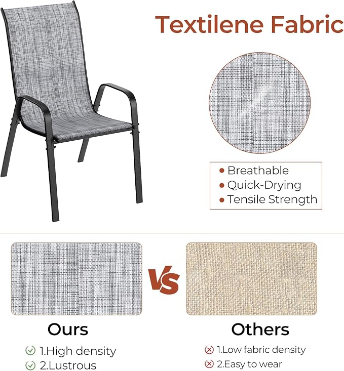 TLSUNNY Patio Chair, Outdoor Stackable Textilene Chairs Set of 6, - Image 5