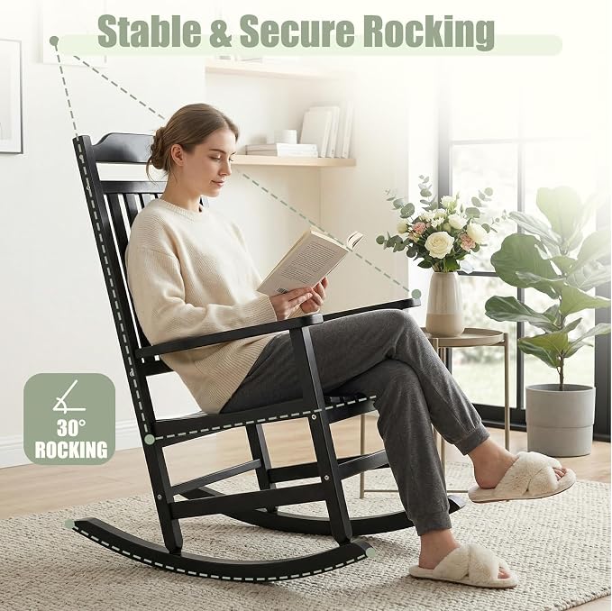 Outdoor Rocking Chairs Set of 2, Weather-Resistant Rocking Chair Ergonomic | - Image 4