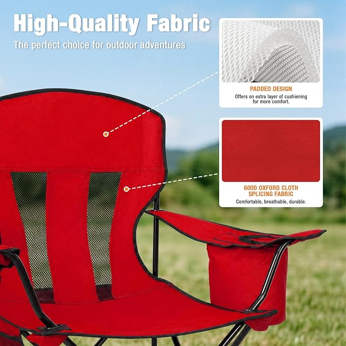 Camping Chairs for Adults 2 Pack, Folding Chair - Image 6