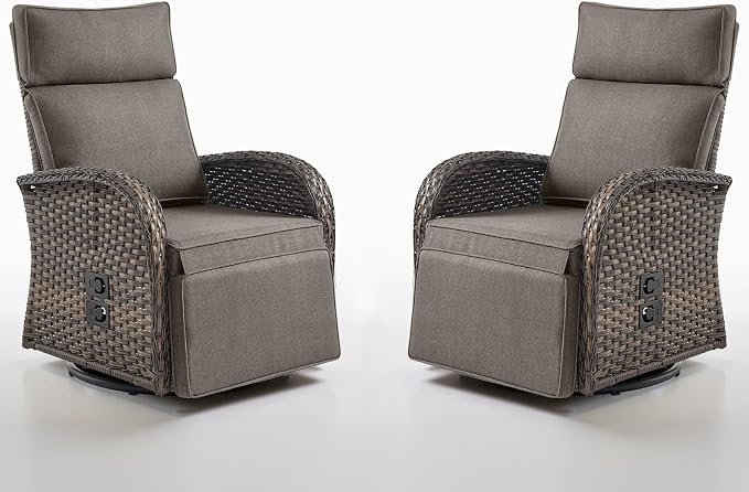 Swivel Outdoor Recliner Chair Set of 2 by Belord
