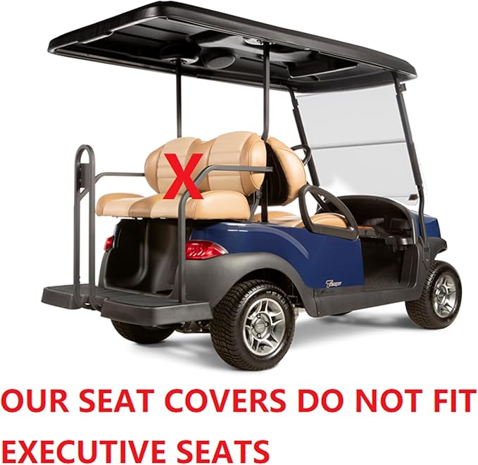 Huskey 4PCS Golf Cart Front/Rear Seat Covers for Club Car Precedent 2004+ G&E Models Custom Two-Tone Black Diamond Stitching with Black Piping,Marine Grade Vinyl Material,Staple On Design