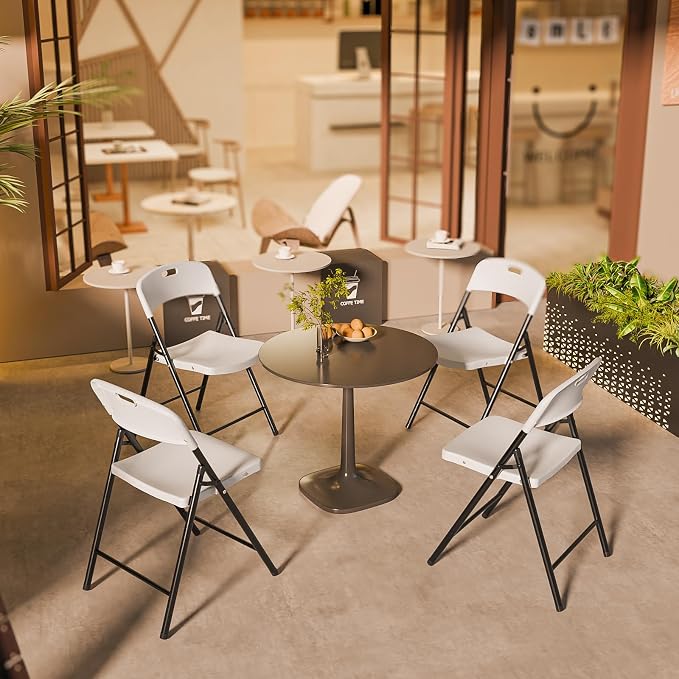 Bonnlo 10-Pack White Plastic Folding Chairs, Portable Seat - Image 8