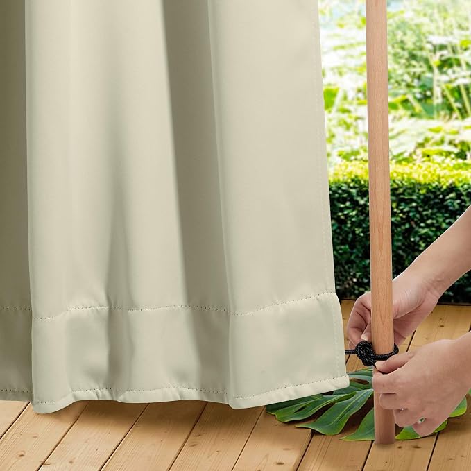 NICETOWN 2 Panels Outdoor Curtains Waterproof Extra Long W52xL108 Beige | by NICETOWN
