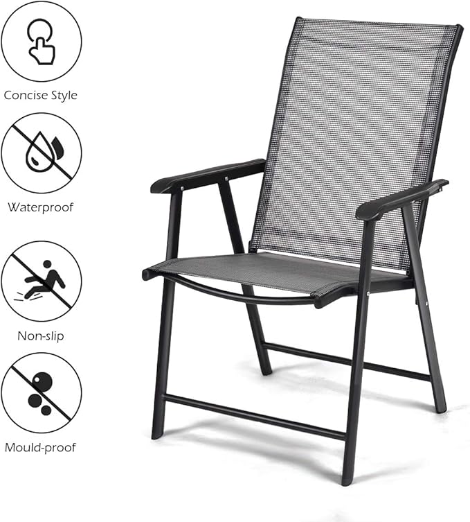 GIANTEX Set of 4 Folding Patio Chairs, Outdoor Portable Dining Chairs - Image 7