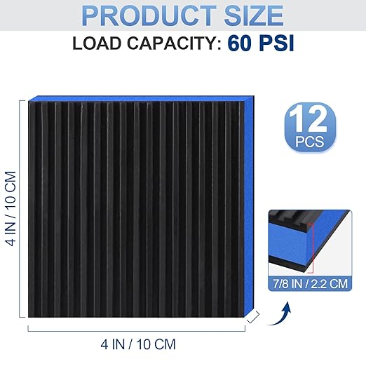 ToLanbbt 12 Pack Anti Vibration Pads for Washing Machine 4"x4", 7/8"T EVA Mechanical Damping Vibrating Sound Isolation Pad Rubber Isolator Mat for Compressor, Air Conditioner, Washer, Dryer, Treadmill