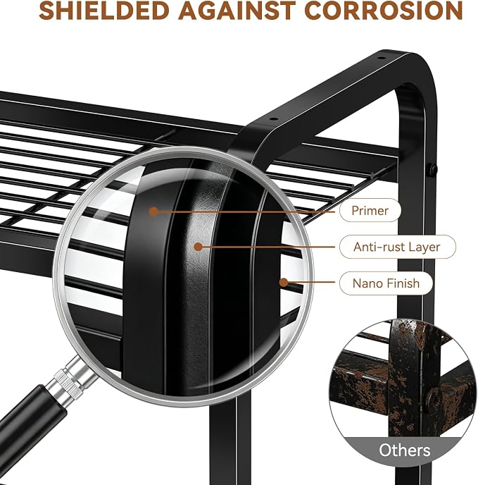 3 Tier Simple Shelf Organizer for Indoor Outdoor, Waterproof Heavy Duty Steel - Image 6